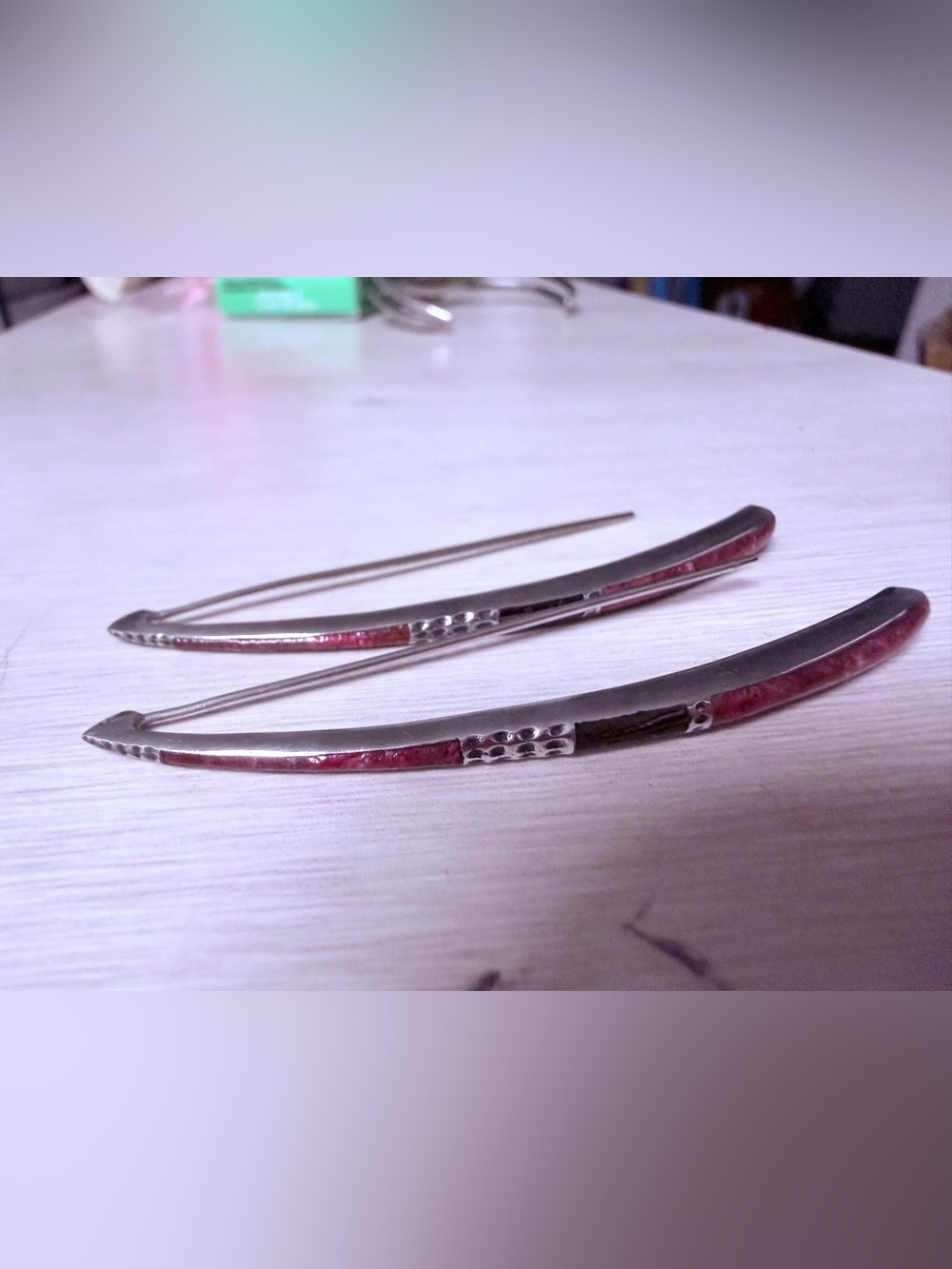 Silver Tone Headband with Pink Accents
